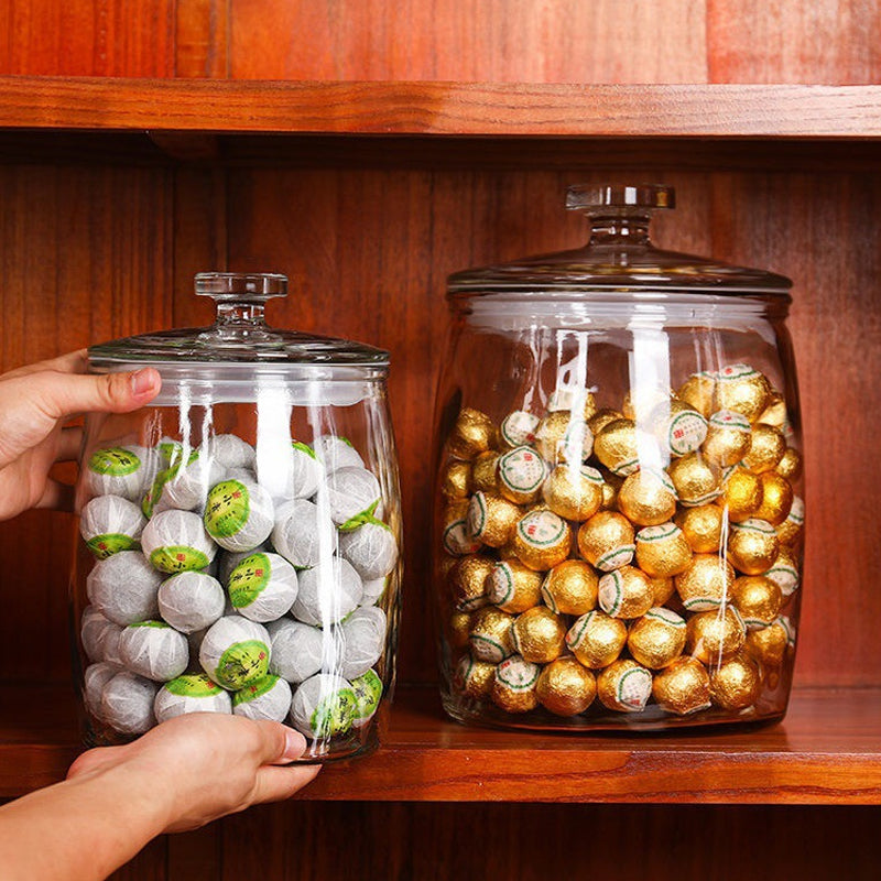 1/2 gallon glass jar with lid, candy medicine bottle sealed jar, flower tea, pickles and wine jar, glass rice jar, set of 2