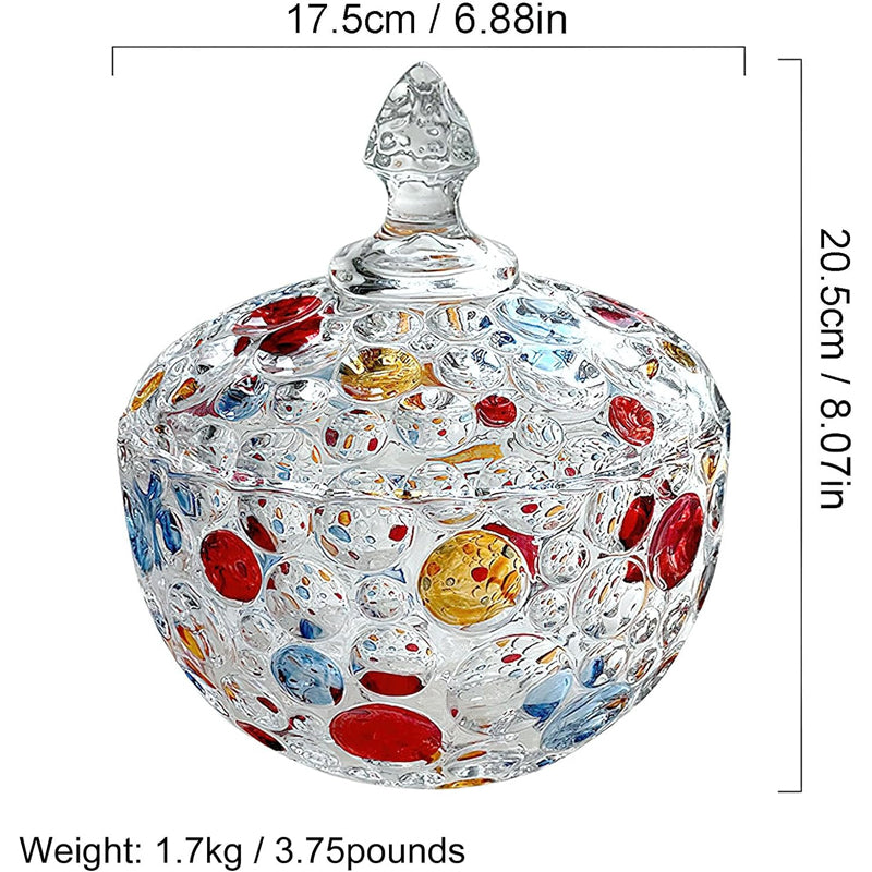 Creative Contrasting Color Glass Cookie Jar Polka Dot Candy Jar With Lid Household Large Capacity Dried Fruit Storage Jar