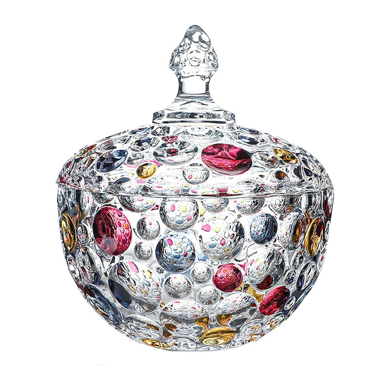 Creative Contrasting Color Glass Cookie Jar Polka Dot Candy Jar With Lid Household Large Capacity Dried Fruit Storage Jar