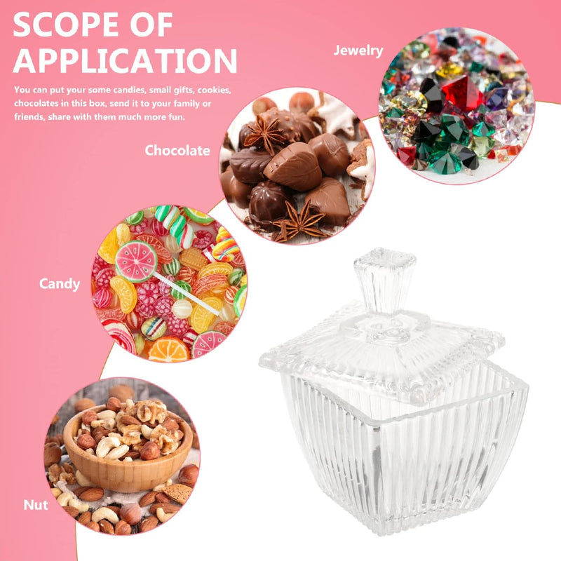 2-Pack Transparent Candy Jars With Lids Coffee Storage Jars Fruit Bowls Sugar Bowls Spice Jars Jewelry Boxes