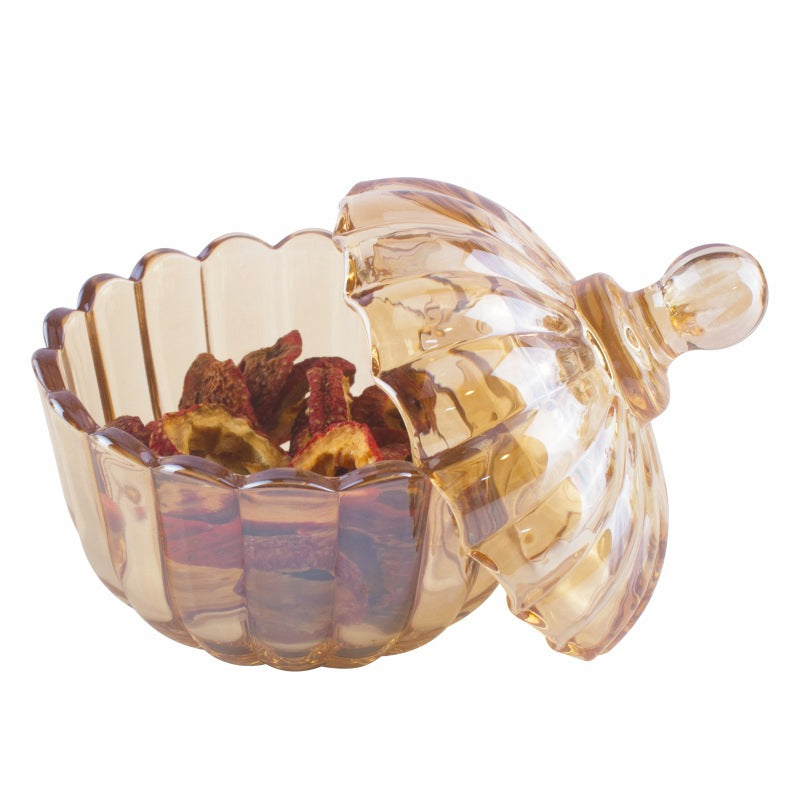 Lead-Free Glass Candy Jar Pumpkin Style Coffee Sugar Jar With Lid Candy Cup Home Storage Box Sugar Cube Jar