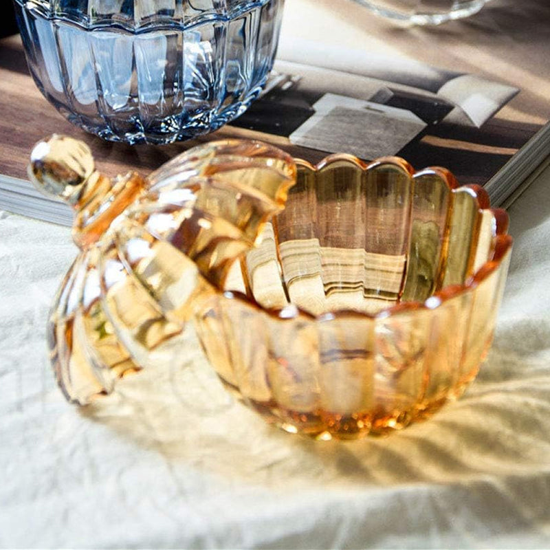 Lead-Free Glass Candy Jar Pumpkin Style Coffee Sugar Jar With Lid Candy Cup Home Storage Box Sugar Cube Jar