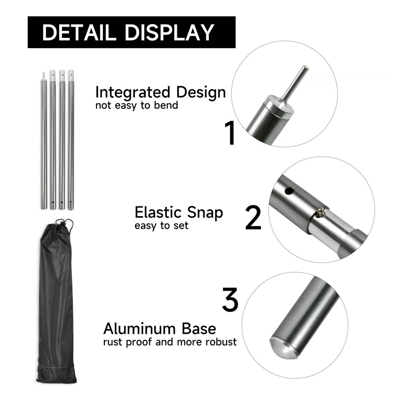 Custom Camping Tent Pole Thicken Aluminum Alloy Tent Support Rods 110" Shade Sail Post Beach Shelter Tarp Awning Pole