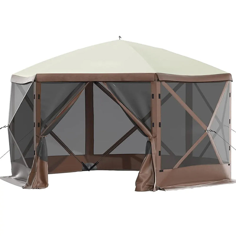 Pop-Up Camping Canopy Shelter Tent With Mesh Windows, Ground Stakes, Large Shade Tents For Outdoor Camping, Lawn And Backyard