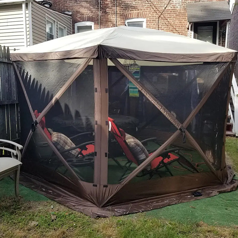 Pop-Up Camping Canopy Shelter Tent With Mesh Windows, Ground Stakes, Large Shade Tents For Outdoor Camping, Lawn And Backyard