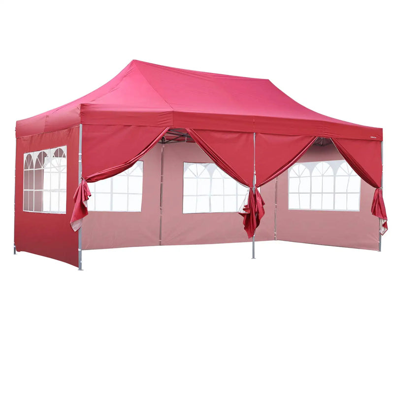 10x20 Ft Instant Pop Up Canopy Party Tent Folding Heavy Duty Gazebos With Removable Sidewalls And Wheeled Bag Waterproof
