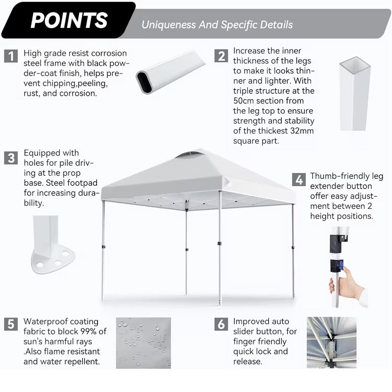 Trade Show Tent 10x10ft Pop Up Canopy Trade Show Tent Round with Portable Roller Bag and 4 Sandbags Canopy Tent
