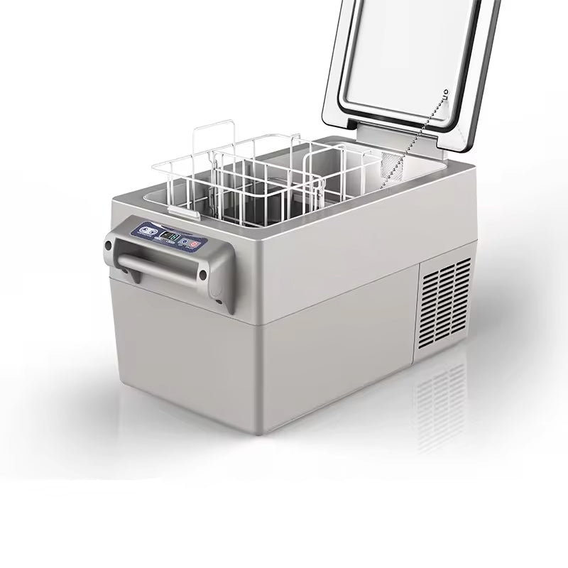 Dual-Zone Portable 32L Car Refrigerator Vehicle 24V Car Portable Fridge Freezer 12V Compressor Camping Car Refrigerator For Camping, Travel, Fishing