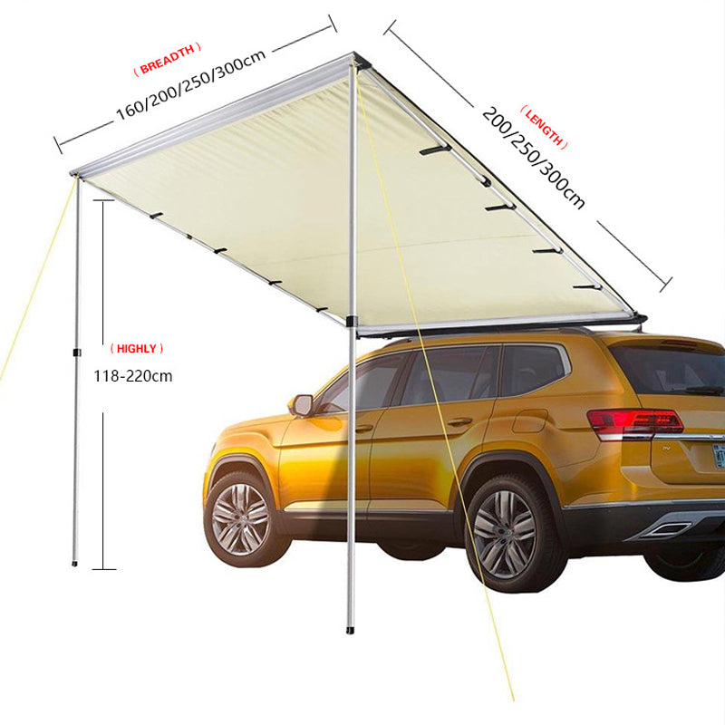 Car Side Awning Roof Retractable Canopy Car Side Account External Waterproof Sunshade For Outdoor Off-Road Expansion1.6 2.5M