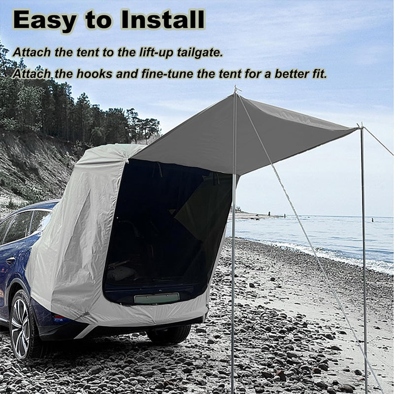 Suv Tailgate Tent, Car Camping Tent With Awning Shade, Car Roof Canopy And Poles, Waterproof Car Tent For Outdoor Travel, Fit For Universal Mpvs Cuvs Van