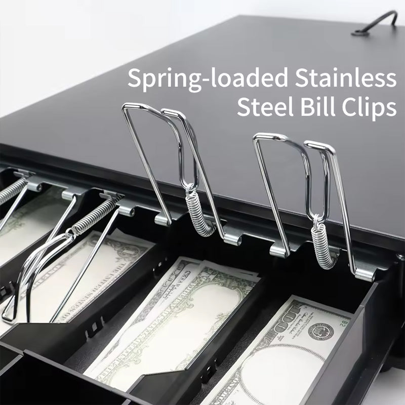 Metal Cash Drawer Double Cheque Slots 3 Lock Money Drawer Cash Register Drawer Box Tray Rj11 For Pos System