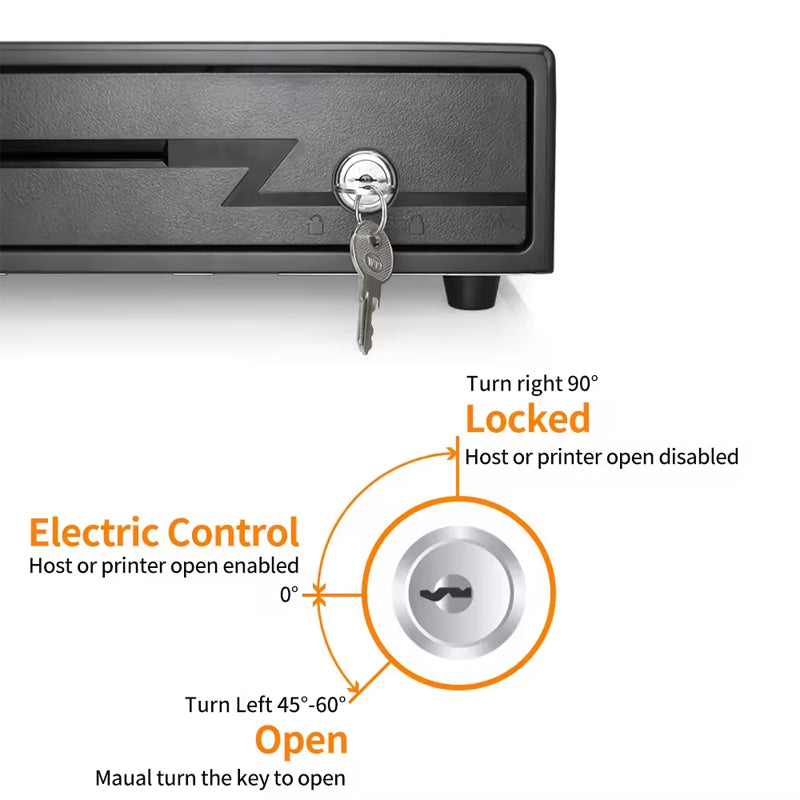 Metal Cash Drawer Double Cheque Slots 3 Lock Money Drawer Cash Register Drawer Box Tray Rj11 For Pos System
