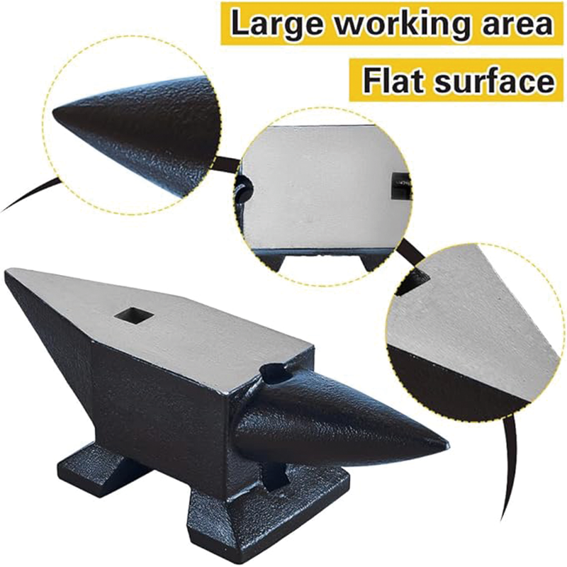 Single Horn Anvil 132 Lbs(60kg), Cast Steel Anvil with Large Countertop and Stable Base, Blacksmith Anvil, Metal Working Tool for Bending, Shaping, Twisting