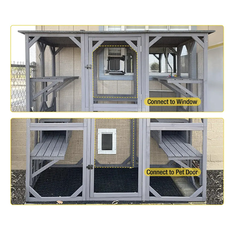 Outdoor Wooden Cat House Large Cat Enclosure Kitten Cage With Platform And Windproof Small Houses