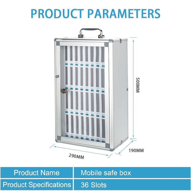 36 Slots Cell Phone Safe Locker Lockable Cell Phone Storage Cabinet, Cell Phone Lock Box With Handle For Classroom Office Exam (Silver)