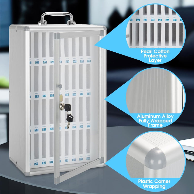 36 Slots Cell Phone Safe Locker Lockable Cell Phone Storage Cabinet, Cell Phone Lock Box With Handle For Classroom Office Exam (Silver)