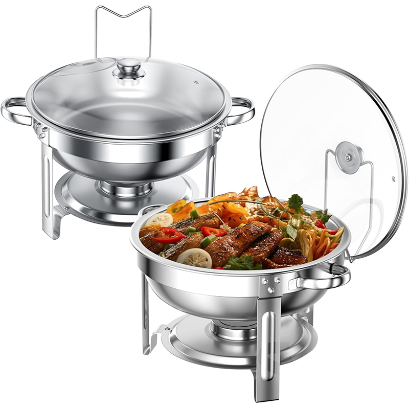 Buffet Hot Pot Sets: Hot Pots For Catering - Round Buffet Hot Pot Sets With Lids | Hot Pot And Buffet Warmer Sets | Food Warmers | Hot Pot Server Sets 2Pcs