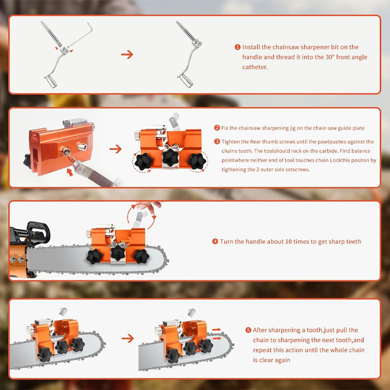 Chainsaw Sharpener Jig With Cut Resistant Gloves And 5 Burrs, Chainsaw Sharpener Kit For 8-22 Inch Blades