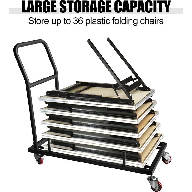 Folding Chair Cart Durable Folding Chair Trolley With 2 Swivel Casters, L-Shaped Steel Folding Chair Frame For Folding Chairs, Commercial Folding Chair Trolley For Restaurants, Hotels And Home Kitchens