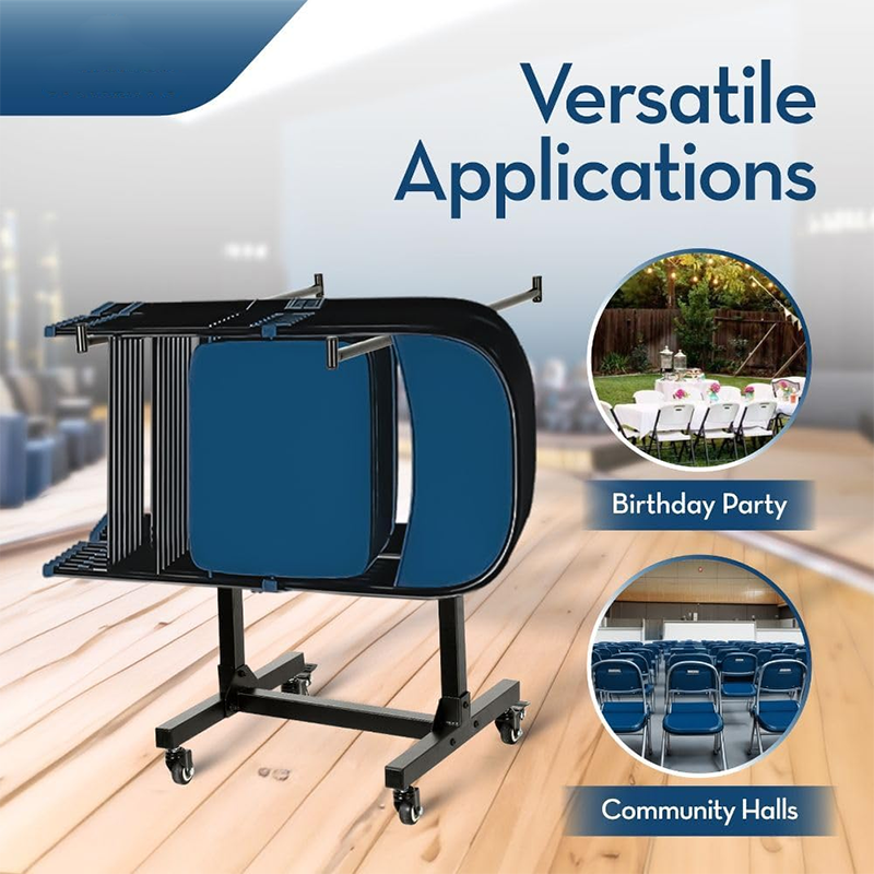 Folding Chair Cart Folding Chair Frame Storage Cart - Holds 14 Chairs (Not Included), Organizes And Transports Chairs, Sturdy And Portable Space Saving Chair Cart With 4 Lockable Wheels
