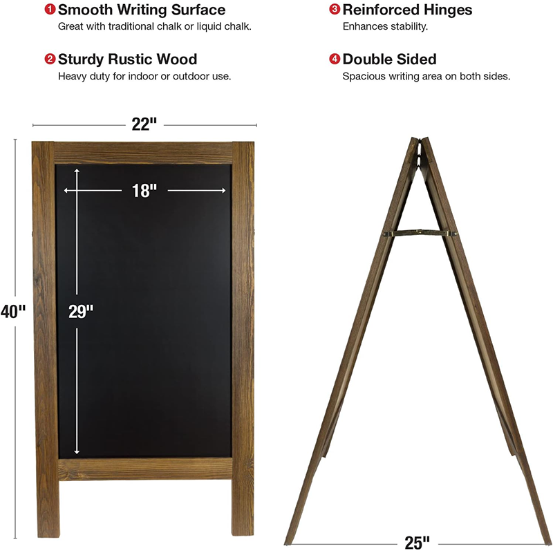 Chalkboard Sign Large Sturdy Handcrafted 40" x 20" Wooden A-Frame Chalkboard Display