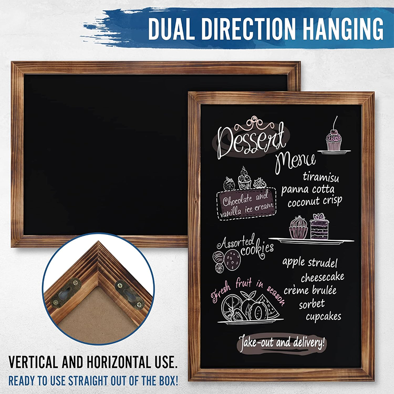 Chalkboard Sign 11" X 17" Torch Brown Solid Wood Frame Wall Chalkboard, Magnetic Surface, Home Decor, Restaurant and Cafe Menu, Chalkboard, Includes Chalk, Eraser and Hanging Hardware