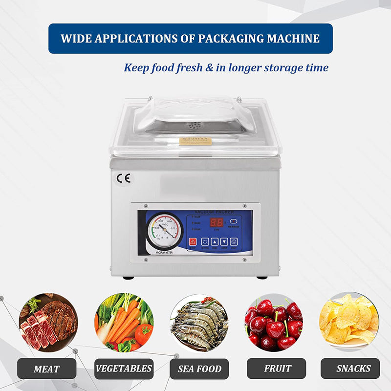 Commercial Chamber Vacuum Sealer Machine with Micro Computer Control 110V/60Hz Food Packaging Sealer Machine for Home Kitchen
