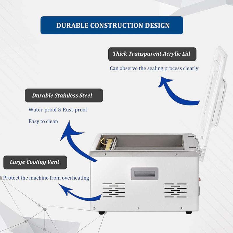 Commercial Chamber Vacuum Sealer Machine with Micro Computer Control 110V/60Hz Food Packaging Sealer Machine for Home Kitchen