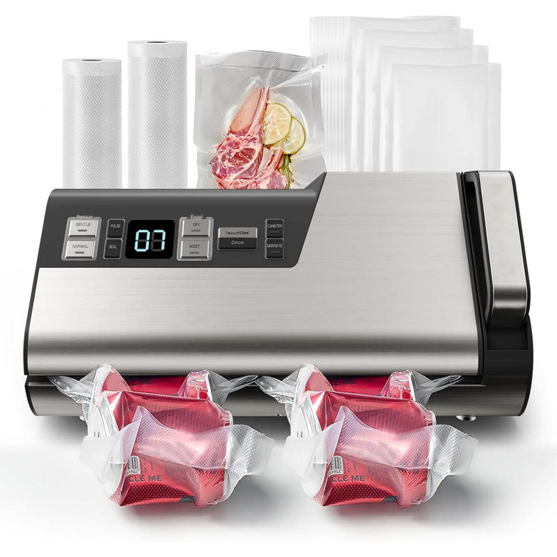 Chamber Vacuum Sealer 95kPa 140W One Hand Operation Double Seal Strip with Build-in Cutter & Countdown Display