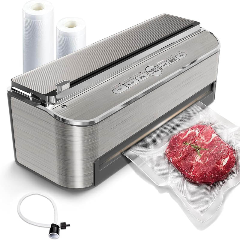Chamber Vacuum Sealer 85kPa 120W Automatic Food Sealer Build-in Cutter Bags Storage 2 Bag Rolls and 5pcs Pre-cut Bags