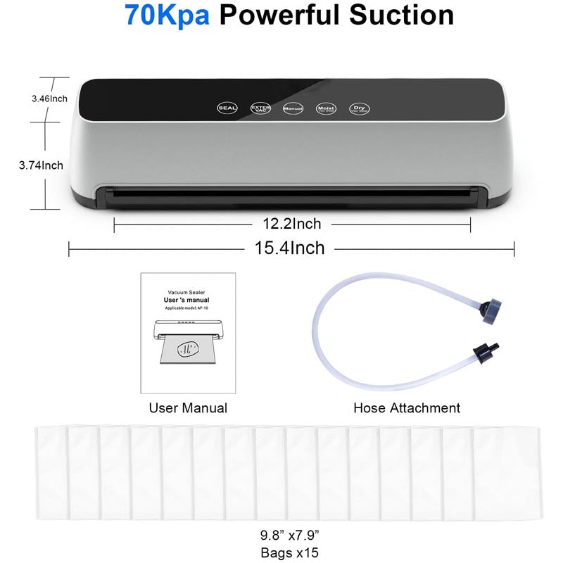Chamber Vacuum Sealer 70 Kpa One-Touch Full Automatic Vacuum Sealer with LED Touch Screen Indicator Lights