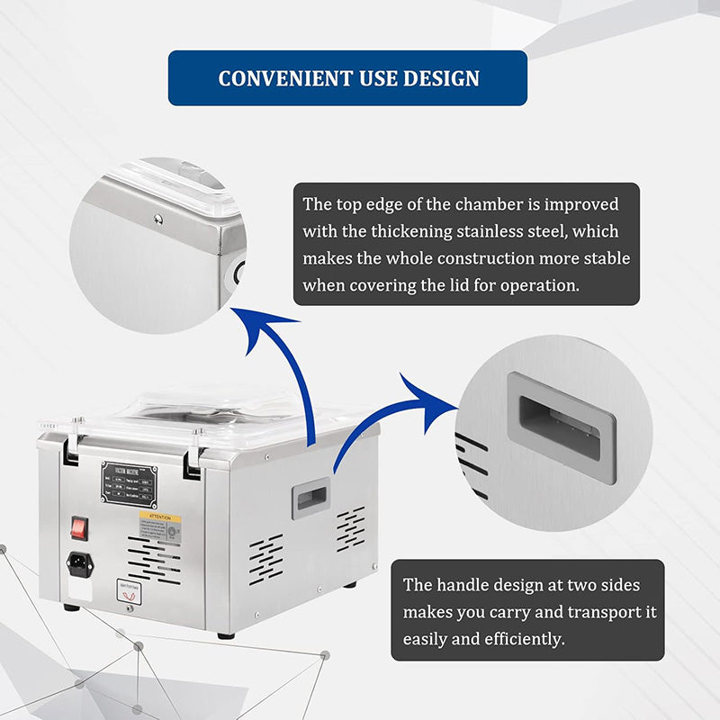 Commercial Chamber Vacuum Sealer Machine with Micro Computer Control 110V/60Hz Food Packaging Sealer Machine for Home Kitchen