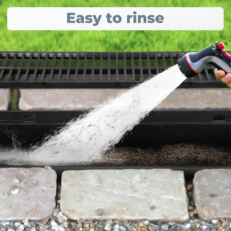 6 Pack Channel Drain Channel Drain with Plastic Grate 5.9x5.1-Inch HDPE Drainage Trench 6x39 Trench Drain Grate with 6 End Caps