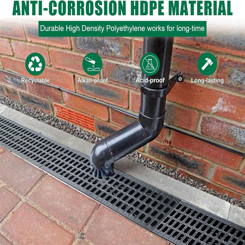 4 Pack 39.4Lx6.3Wx7.8H inch Channel Drain Plastic Yard Drainage Systems for Outdoor Downspout Yard Fence Sidewalk Patio