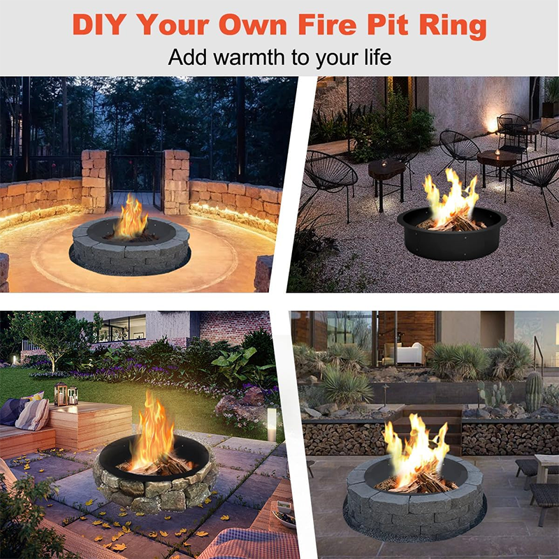 Outdoor Fire Pit Ring Liner 35" OD/31" ID, Heavy Duty Solid Metal Steel Round Fire Pit Rim Insert for Outdoor DIY Bonfire Ring Over or Inground, Black