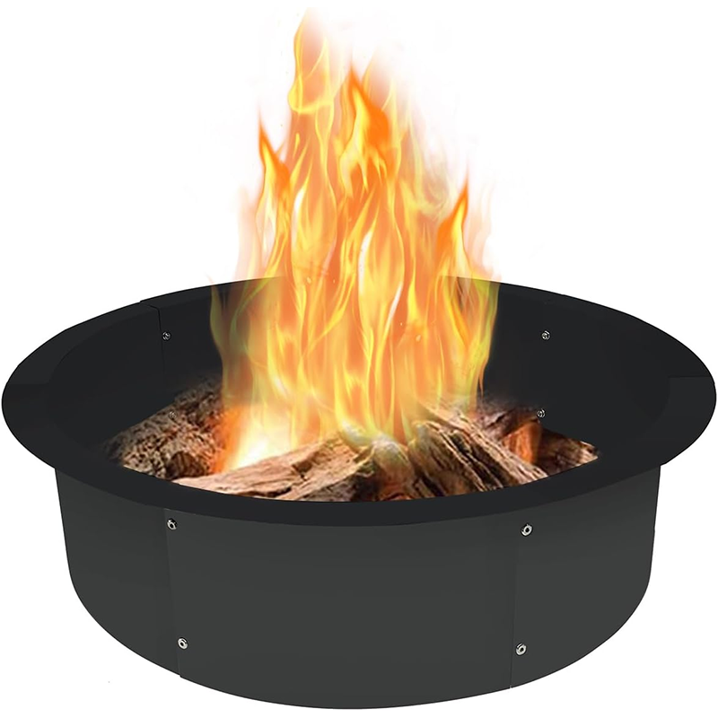 Outdoor Fire Pit Ring Liner 35" OD/31" ID, Heavy Duty Solid Metal Steel Round Fire Pit Rim Insert for Outdoor DIY Bonfire Ring Over or Inground, Black