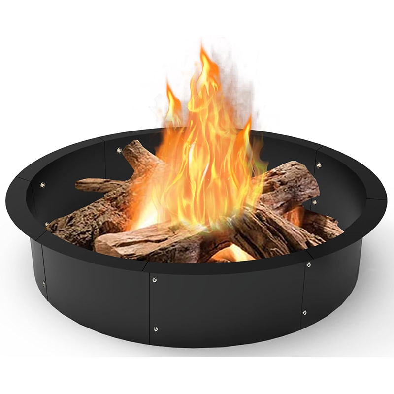 Charcoal Fire Pit Ring Liner 40 Inch, Heavy Duty Solid Metal Steel Round Fire Pit Rim Insert for Outdoor DIY Campfire Ring Over or Under