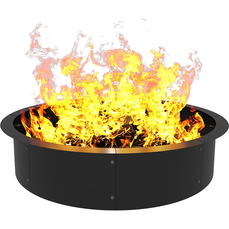 Round Outdoor Charcoal Fire Pit Ring Insert 40 Inch OD, Heavy Duty Metal Steel DIY Fire Pit Liner Campfire Ring for Outdoor Wood Burning or Ground Burning