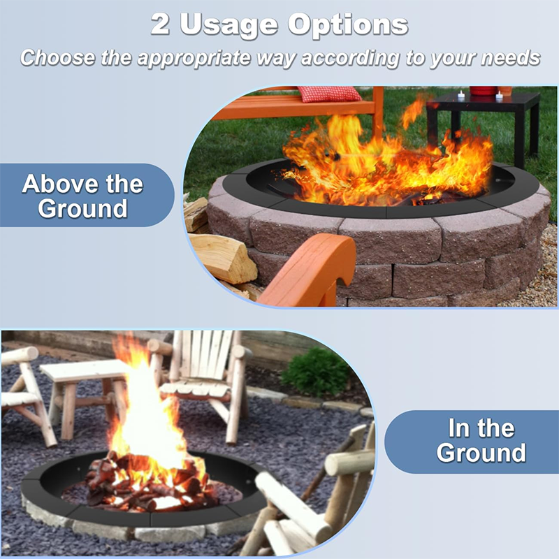 Round Outdoor Charcoal Fire Pit Ring Insert 40 Inch OD, Heavy Duty Metal Steel DIY Fire Pit Liner Campfire Ring for Outdoor Wood Burning or Ground Burning