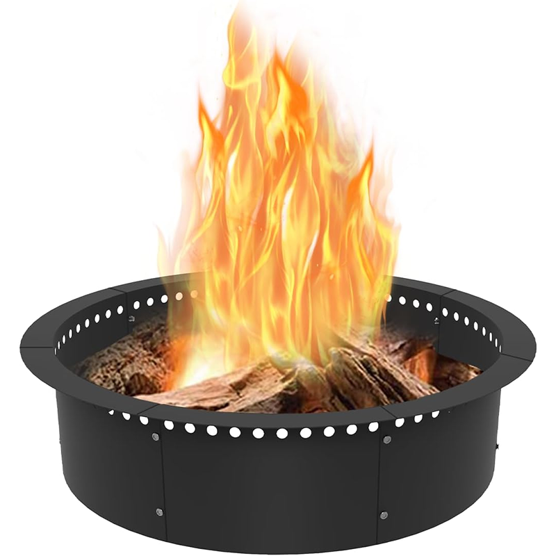 Outdoor Smokeless Charcoal Fire Pit Ring Liner 32" OD/28" ID, Round Fire Pit Rim Insert