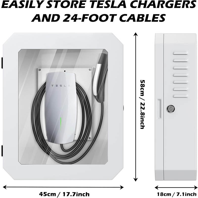 Charger Station Box Cable Organizer Holder Lock Cover Outdoor Rainproof Snowproof Dustproof Theftproof
