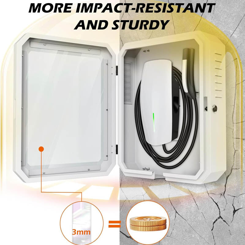 Charger Station Box Cable Organizer Holder Lock Cover Outdoor Rainproof Snowproof Dustproof Theftproof