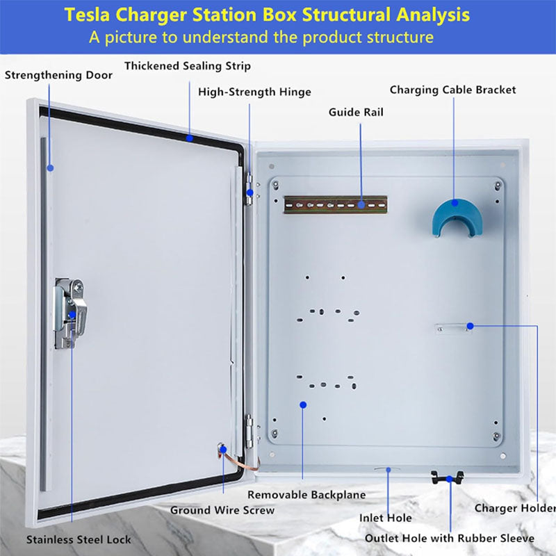 Charger Station Box 27.6'' x 20'' x 10'' Indoor/outdoor Cable Box Charging Box Cable Organizer