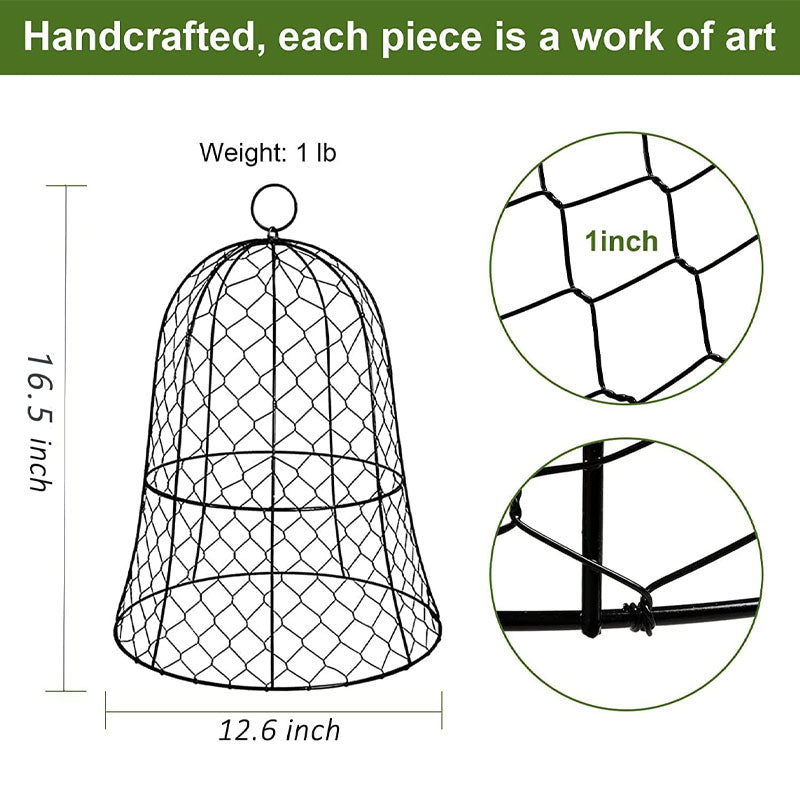 Animal Plant Protectors, (6 Pack) 12.6" Diameter x 16.5" H Garden Wire Mesh Cover, No Assembly Required, Black