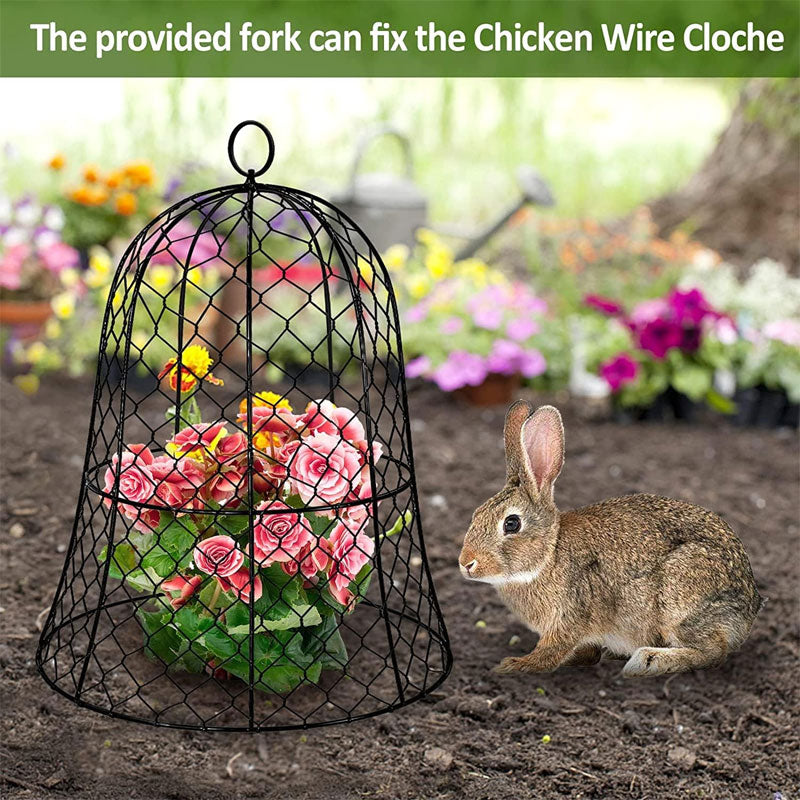 Animal Plant Protectors, (6 Pack) 12.6" Diameter x 16.5" H Garden Wire Mesh Cover, No Assembly Required, Black