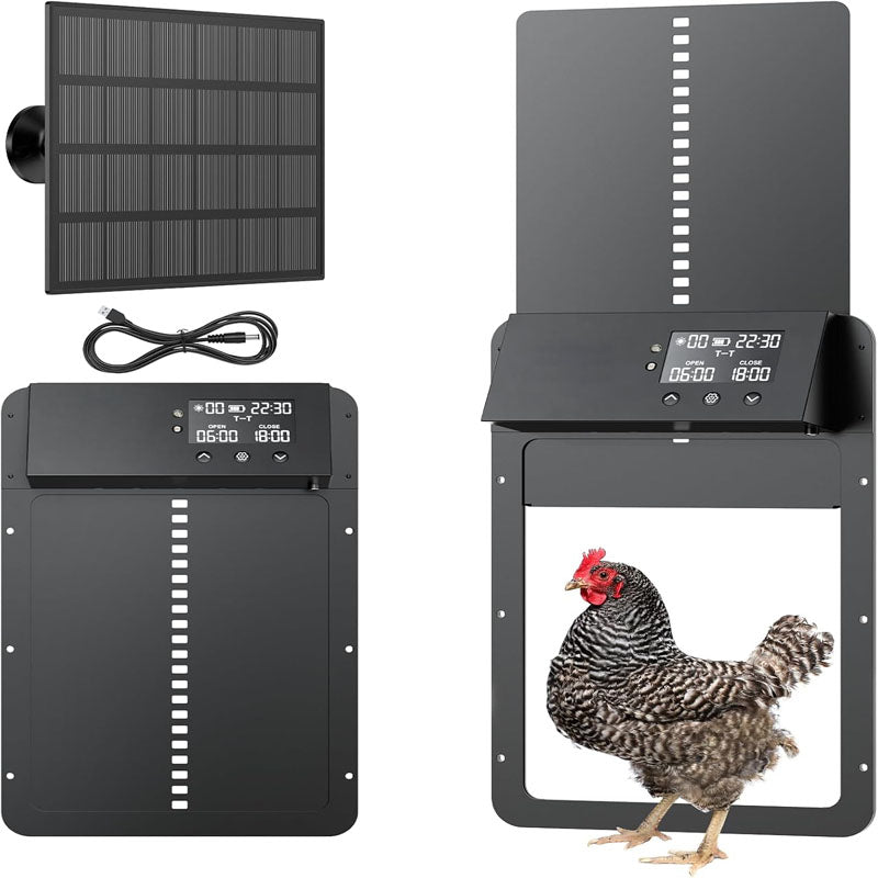 Chicken Coop Door Opener with Light Sensor & Timer Control Solar Charging Remote Control and LCD screen
