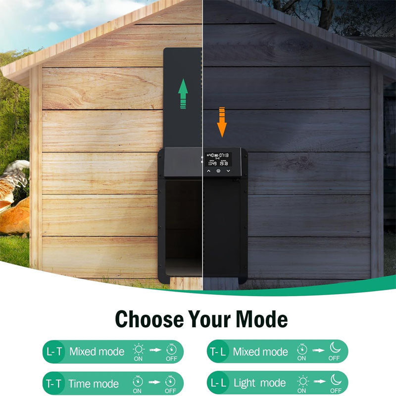 Chicken Coop Door Opener with Light Sensor & Timer Control Solar Charging Remote Control and LCD screen