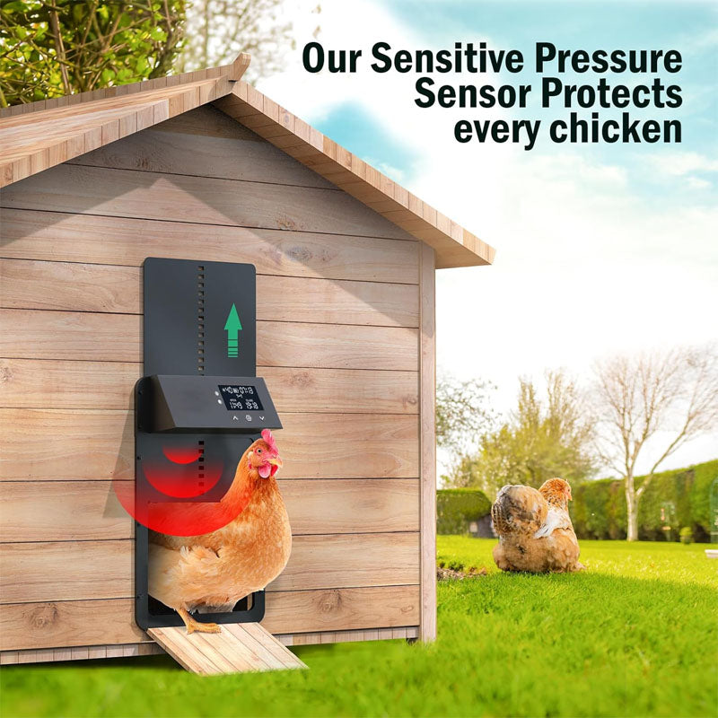 Chicken Coop Door Opener with Light Sensor & Timer Control Solar Charging Remote Control and LCD screen