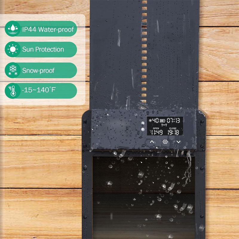 Chicken Coop Door Opener with Light Sensor & Timer Control Solar Charging Remote Control and LCD screen