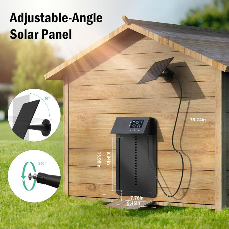 Chicken Coop Door Opener with Light Sensor & Timer Control Solar Charging Remote Control and LCD screen